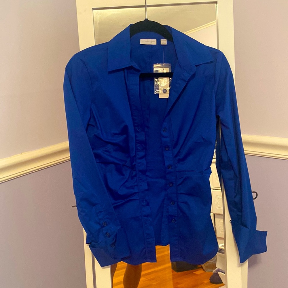New York & Company stretch blue dress shirt